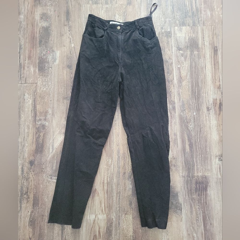 Evan Davies Soft Black Suede Leather Jeans Style Straight Leg Pants 8